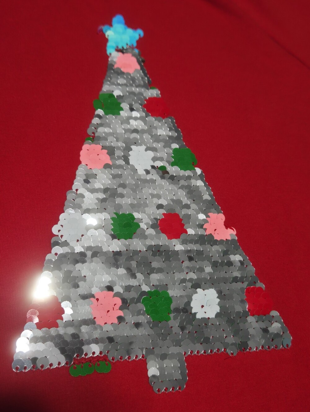 Cat & Jack Girl’s Short Sleeve Sequin Christmas Tree Holiday T-Shirt Red, M 7-8 - Picture 6 of 8